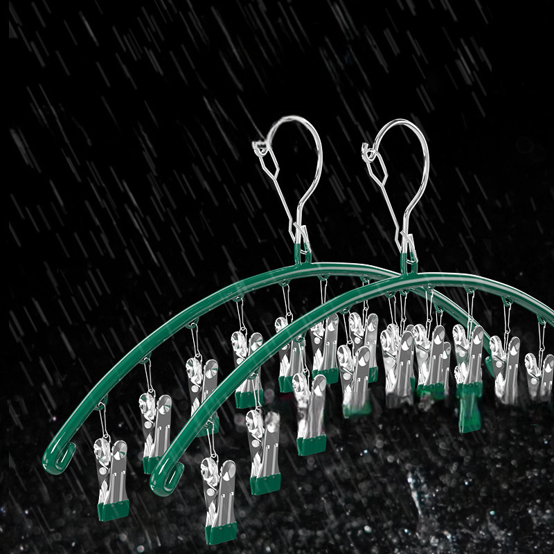 Clothes Drying Rack, Stainless Steel Multi-Clip, Balcony Drying Artifact, Round Windproof Pants Clip