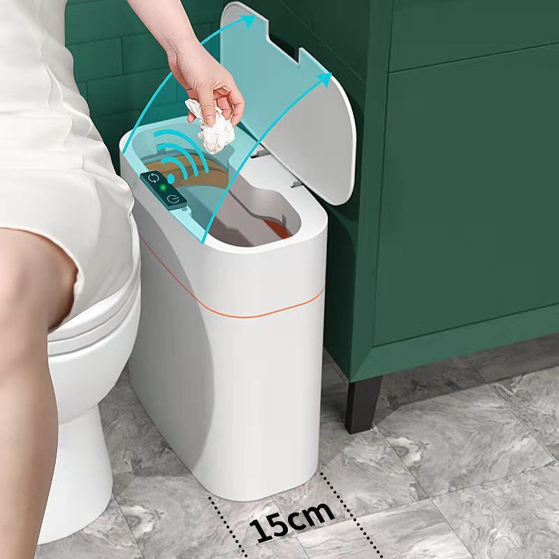 Smart Sensor Trash Can, Automatic Household Toilet, Light Luxury Electric Narrow Wastebasket With Lid, Gap Toilet Paper Bucket