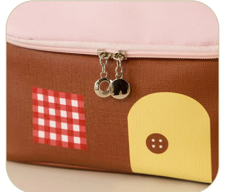 Cute Dopamine Travel Cosmetic Bag – Large Capacity Portable Toiletry Organizer with New Partition, Handheld Makeup & Storage Pouch for Women