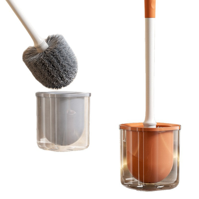 New Household Toilet Brush Set, Long Handle, Wall-Mounted Round Head Cleaning Brush with Base, Bathroom Toilet Brush, Toilet Cleaning