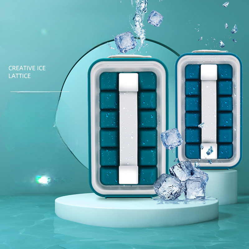 Household Foldable Ice Cube Pot, Ice Making Box, Silicone Square Ice Cube Mold, Frozen Water Kettle, Ice Making Storage Box