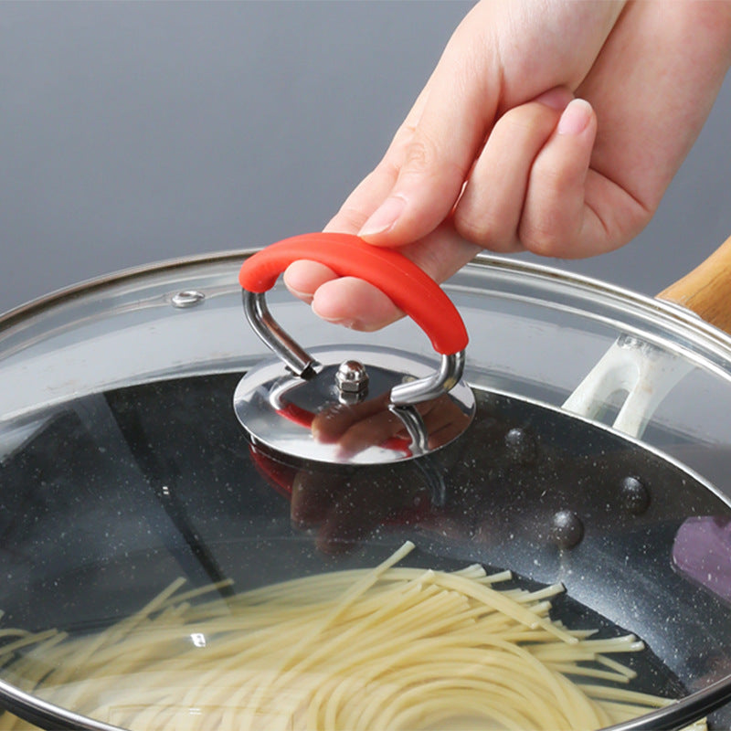 Neutral Pot Lid Handle Stainless Steel, Silicone Anti-Scalding and High Temperature Resistant Household Pot, Lid Handle, Glass Head, Handle Pot Knob