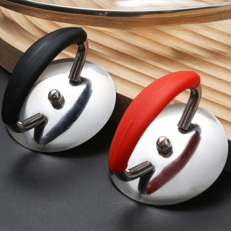 Neutral Pot Lid Handle Stainless Steel, Silicone Anti-Scalding and High Temperature Resistant Household Pot, Lid Handle, Glass Head, Handle Pot Knob
