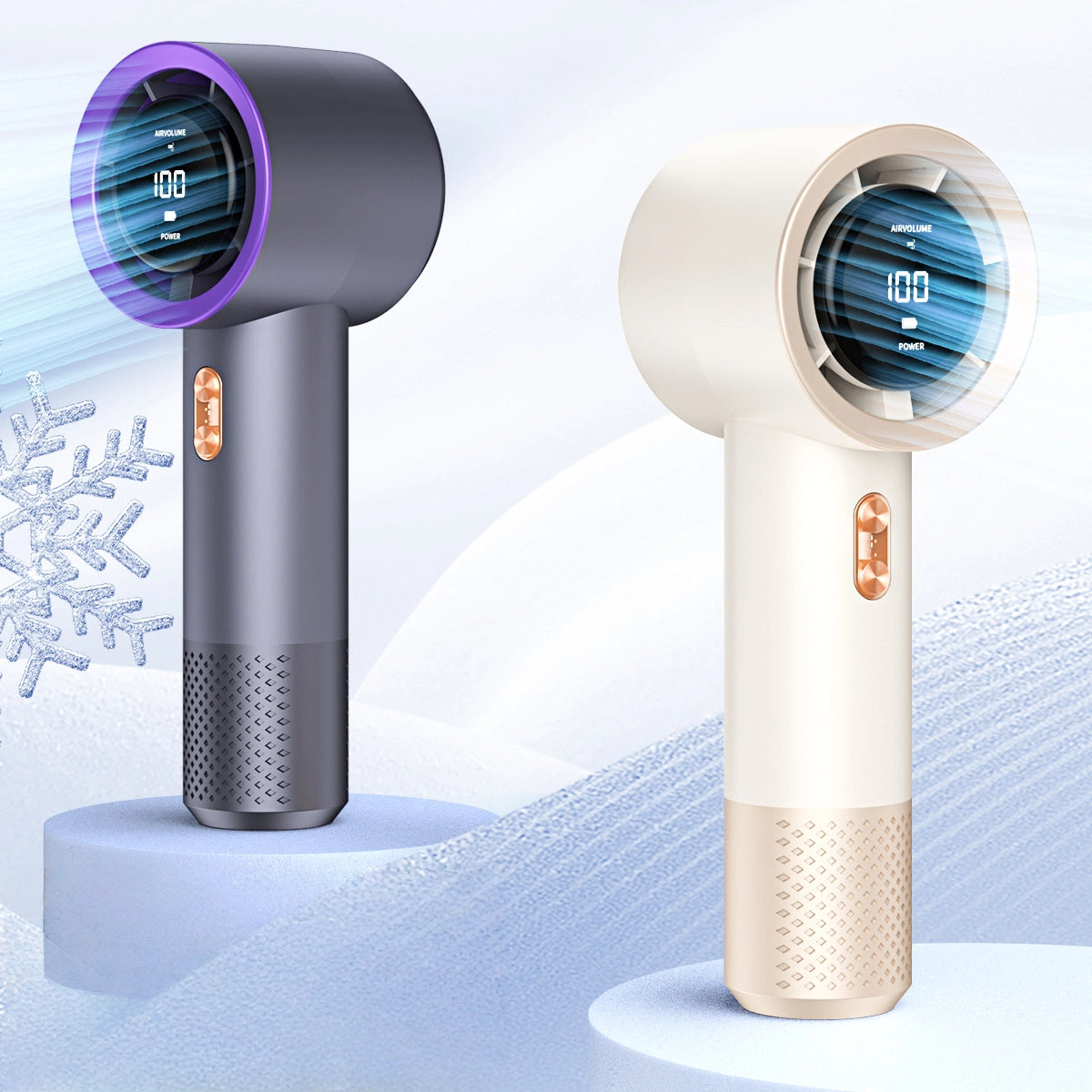 High Speed Handheld Fan, USB Charging, Mini Portable, Digital Display, Turbine Bladeless Fan