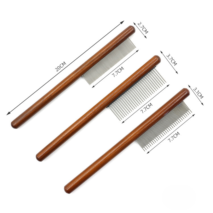 Pet Comb, Dense Tooth Comb, Cat Dog Remove Loose Hair, Solid Wood Comb, Pet Cleaning and Grooming, Special Flea Comb
