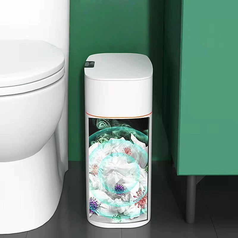 Smart Sensor Trash Can, Automatic Household Toilet, Light Luxury Electric Narrow Wastebasket With Lid, Gap Toilet Paper Bucket
