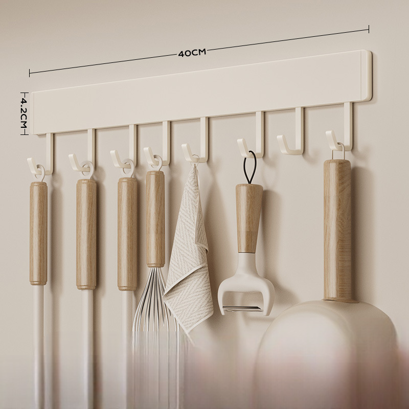 Kitchen Hook Rack, Punch-Free Kitchen Rack Accessories, Wall-Mounted, Multi-Functional Kitchen Utensils, Spoon Shovel Hanging Rod Storage