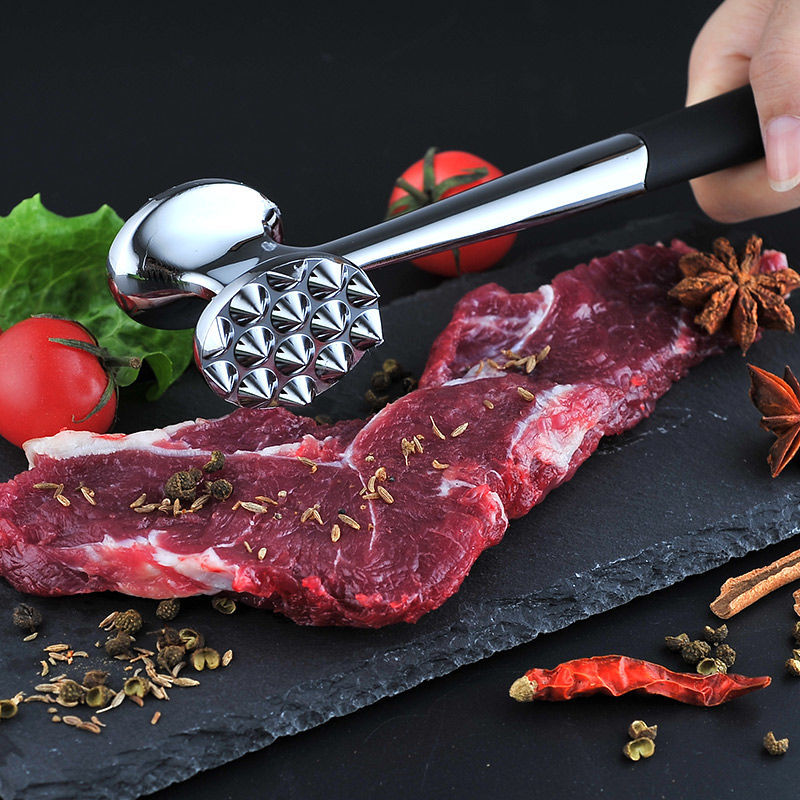Solid Meat Hammer Steak Hammer Steak Hammer Zinc Alloy Tendon Breaker Kitchen Tenderizer Meat Tool Double-sided Meat Loosening Hammer