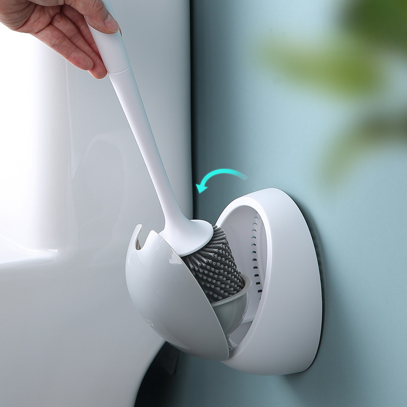 Toilet Brush, No Dead Angle, Household Wall-Mounted, Creative Bathroom Silicone Toilet Cleaning