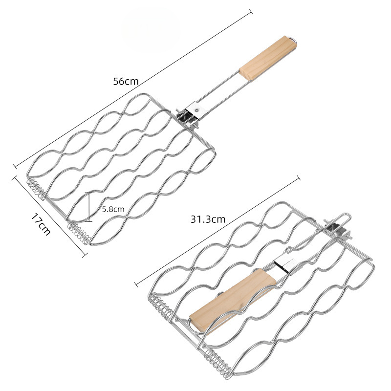 BBQ Grill Tool – Outdoor Foldable Grilled Corn Clip, Stainless Steel Grilling Net Clip, Convenient Hot Dog Grill Clip