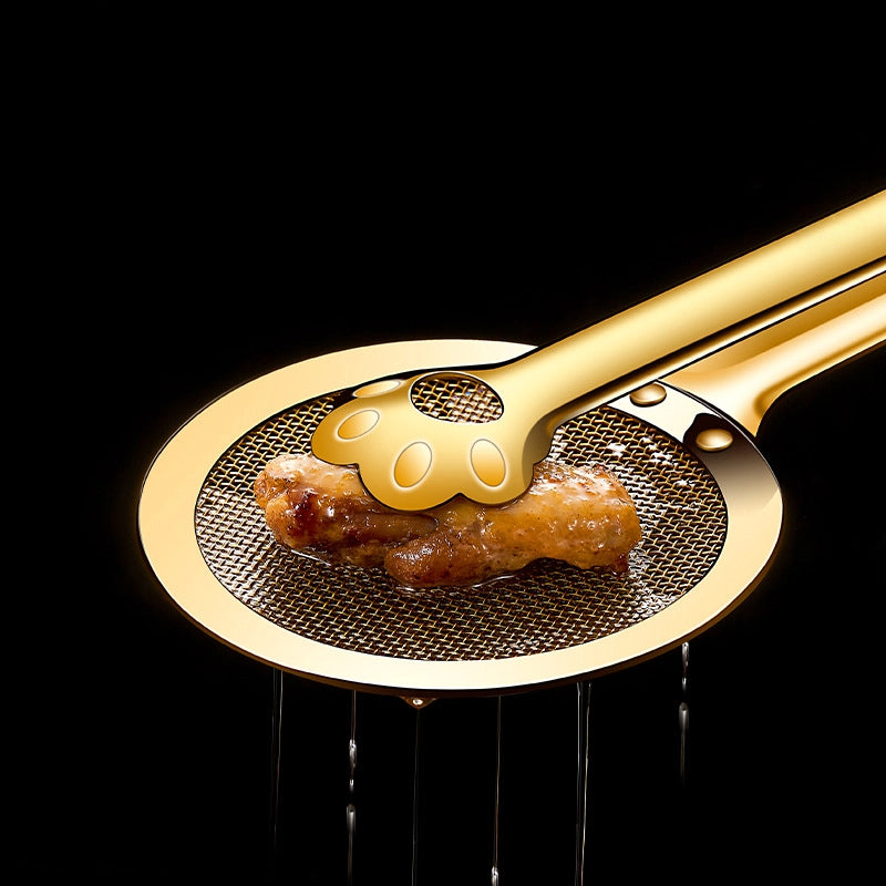 Stainless Steel Bear Paw Oil Drain Clip – Multi-Function Frying & Cooking Food Clip – Non-Slip Bread, Net, and Kitchen Tongs Tool