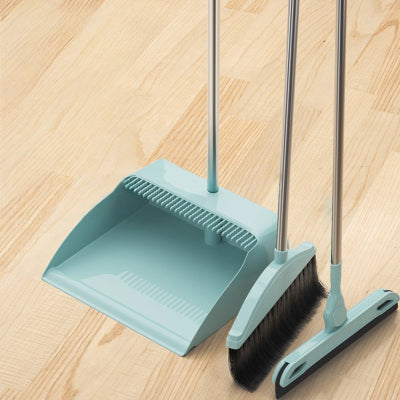 3-Piece Broom and Dustpan Set – Rotatable Wiper with Soft Bristles, Non-Stick Hair Design, Upright Standing Cleaning Tool for Home & Office Floors