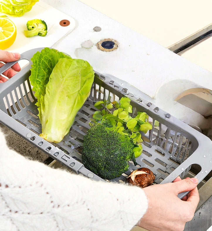 Telescopic Kitchen Sink Drain Basket, Multi-Function Folding Vegetable Washing Rack For Home
