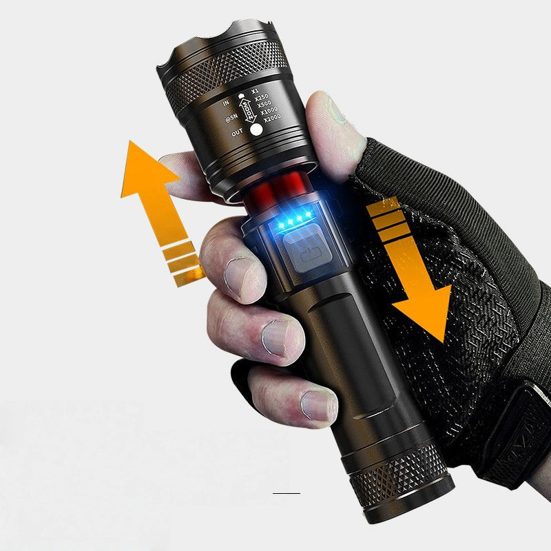 High-Power Flashlight, Long Battery Life, Rechargeable Lighting Flashlight, Outdoor High-Power Telescopic Zoom Flashlight