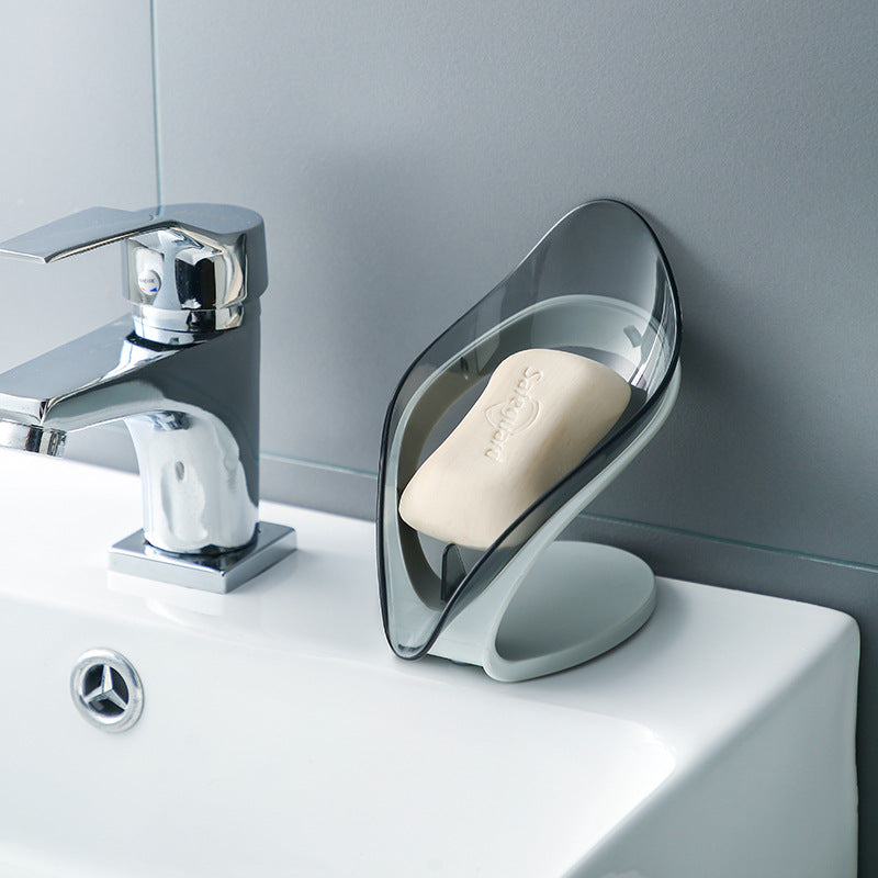 Leaf Soap Holder With Suction Cup, Punch-Free Design, No Water Accumulation, Bathroom And Laundry Storage Rack
