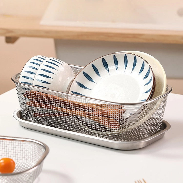 Stainless Steel Retractable Sink Rack, Vegetable Washing Basket And Dish Drain Rack