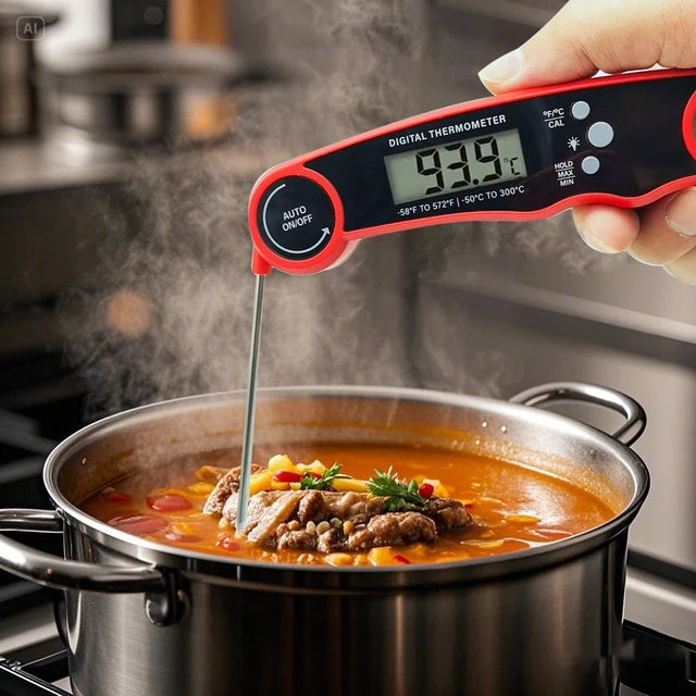Digital Kitchen Thermometer, Folding Probe Type, Wireless, Digital Display, Kitchen Cooking Baking Food Accurate Electronic Thermometer, Magnet, Luminous, Waterproof