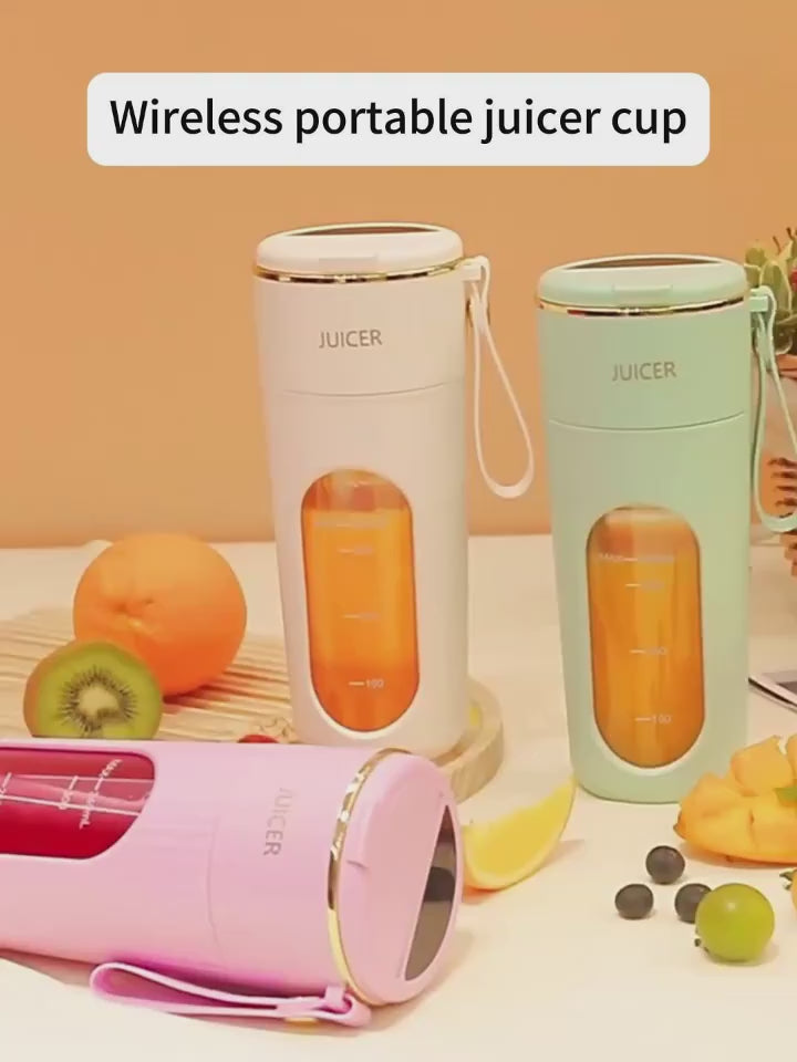 New Home Mini Rechargeable, Small Portable Juicer with Carry-On Cup, Juice Squeezer