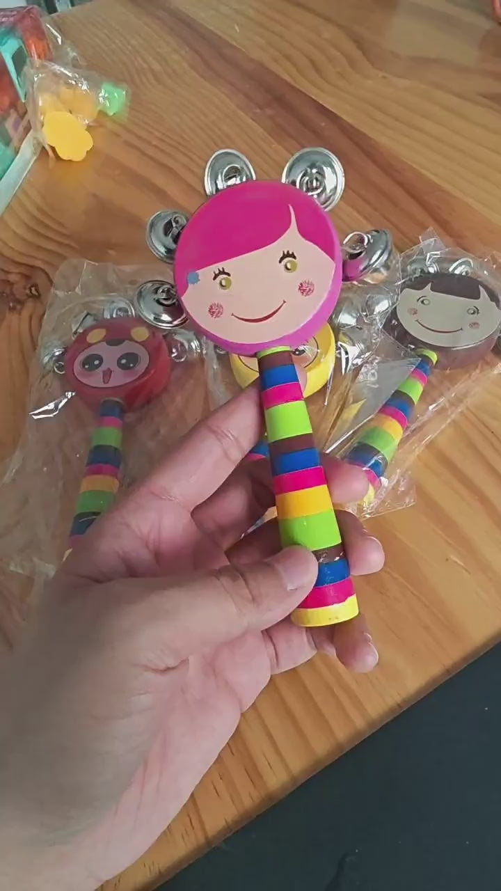 Infant Wooden Cartoon Smiley Face Hand Bell, Wooden String Bell, Bed Bell, Baby Early Education, Educational Toy
