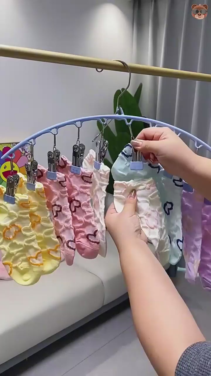 Clothes Drying Rack, Stainless Steel Multi-Clip, Balcony Drying Artifact, Round Windproof Pants Clip