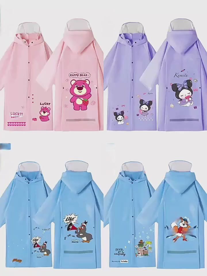 Children's Raincoat, Kindergarten, Primary And Secondary School Students, Boys And Girls, Large Brim
