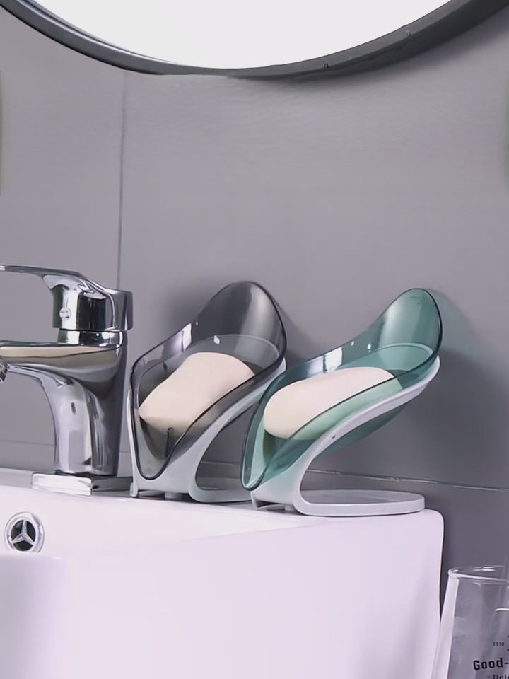 Leaf Soap Holder With Suction Cup, Punch-Free Design, No Water Accumulation, Bathroom And Laundry Storage Rack