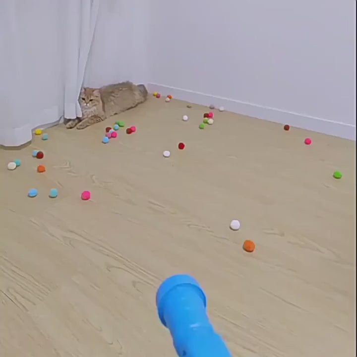 Cat Toy Plush Ball Launcher, Cat Cat Hair Ball, Catapult Toy Gun, Pet Self-Entertainment Toy, Ball Supplies