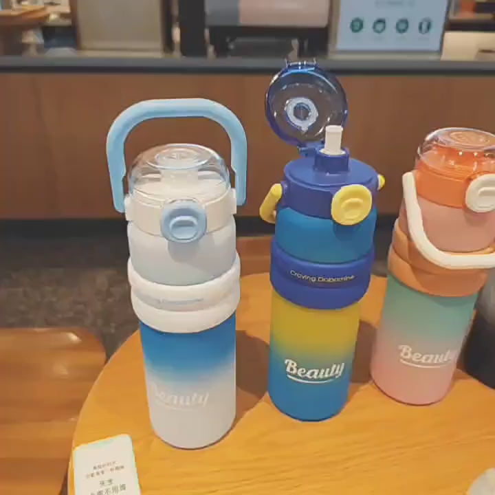 Sports Water Cup, School Straw Plastic Cup, Portable Cup