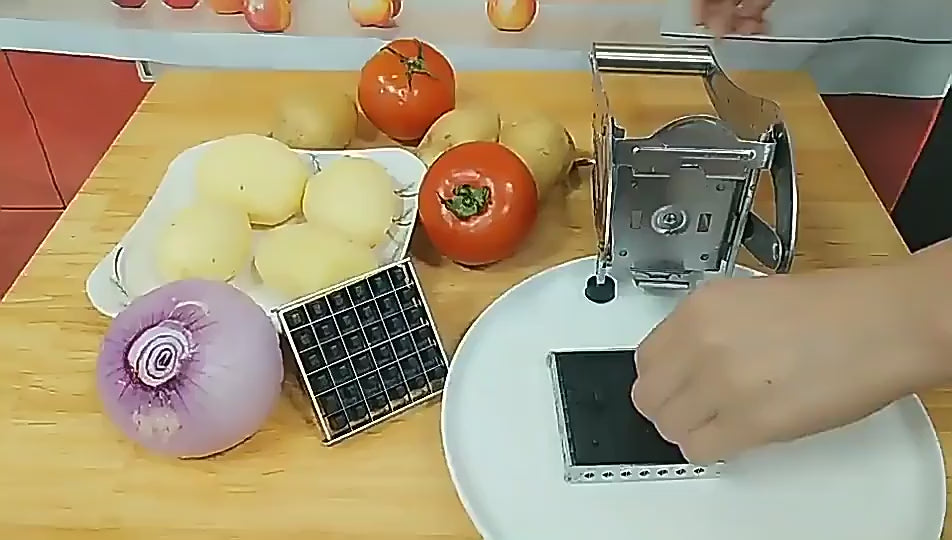 Potato Cutter, Multifunctional Household Stainless Steel, Hand-Pressed French Fry Cutter, Fruit and Vegetable Cutting Kitchen Tool
