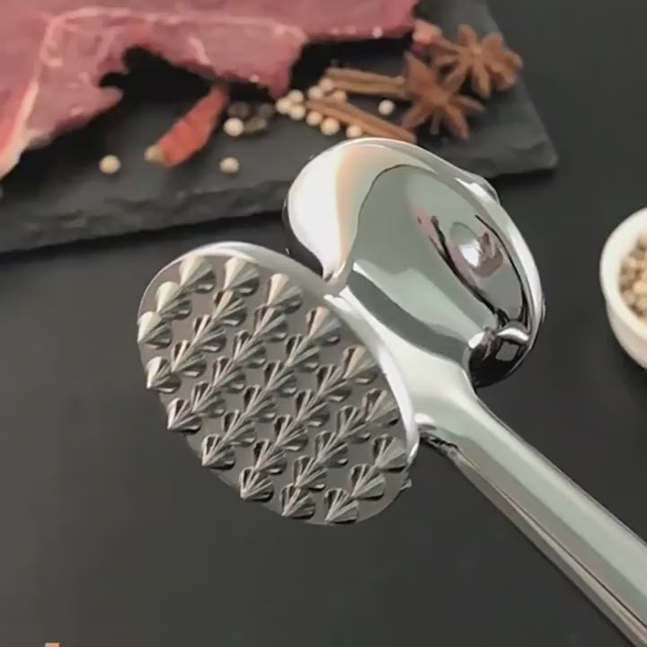 Solid Meat Hammer Steak Hammer Steak Hammer Zinc Alloy Tendon Breaker Kitchen Tenderizer Meat Tool Double-sided Meat Loosening Hammer
