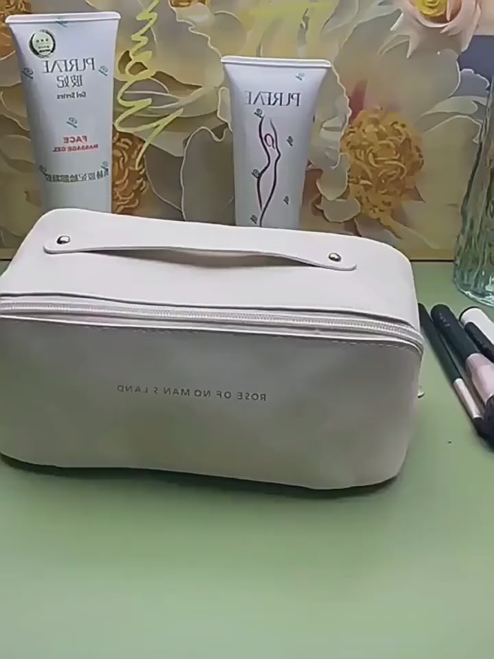 Women’s Portable Cosmetic Bag, Large Capacity Travel Makeup Organizer With Brush Storage, Multifunctional Toiletry Bag